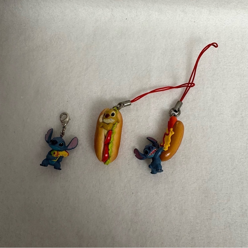 Set of 3 STITCH Hot Dog Reuben Charm Disney Japan Gachapon